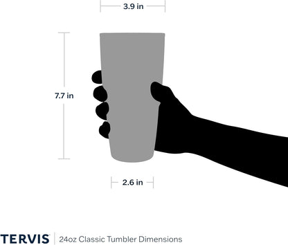 Tervis 24oz Navy Banana Palms Double Walled Insulated Tumbler Travel Cup, Keeps Drinks Cold & Hot, Clear