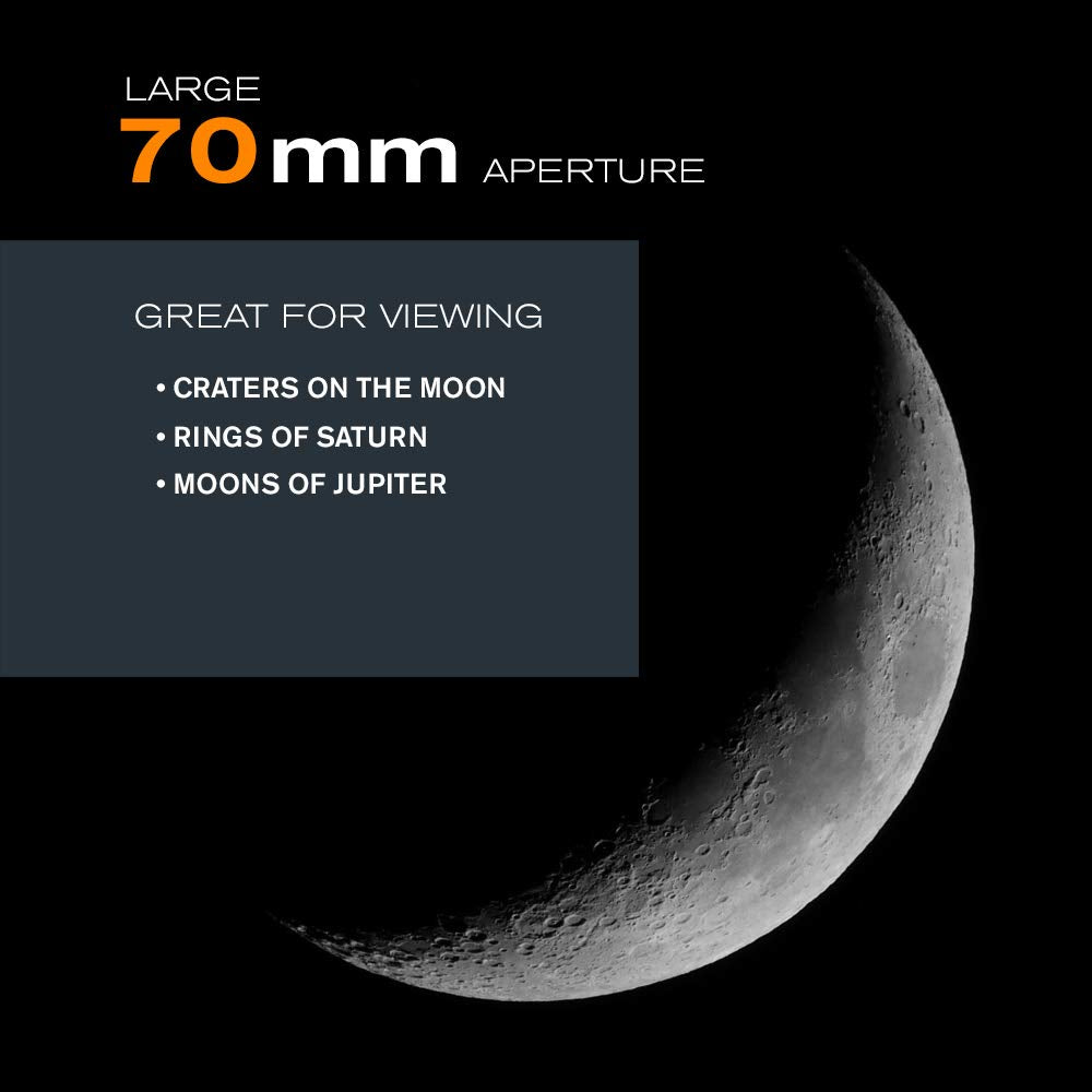 Celestron – AstroMaster 70AZ Telescope – Refractor Telescope – Fully-Coated Glass Optics – Adjustable-Height Tripod – Bonus Astronomy Software Package