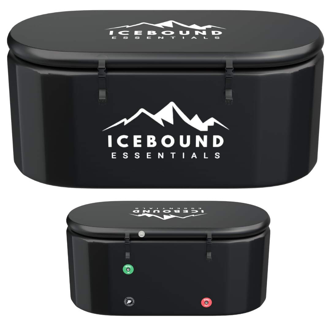Icebound Essentials Inflatable Cold Plunge Tub - XL, Black - 150 Gallon Ice Bath - Chiller Compatible – Inflatable