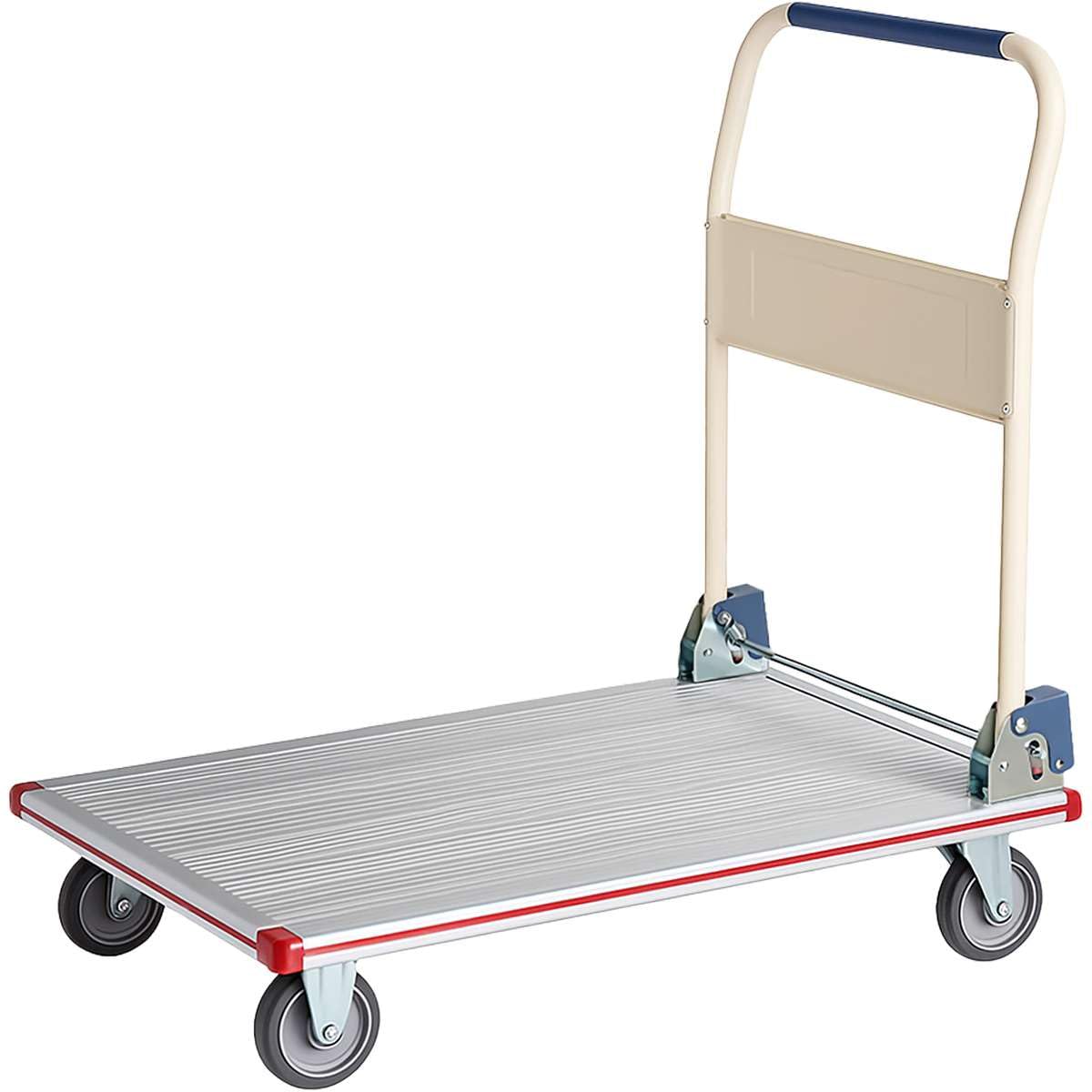 Aluminum Platform Truck 660 lb Capacity - Heavy-Duty Cart with Folding Handle, 5″ TPR Casters & Corner Protectors - 24″ x 36″ Utility Dolly for Warehouse, Shop, Office, Silver