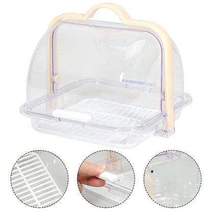 BAOZOON Portable Bread Box with Handle and Transparent Lid Loaf Cake Storage Carrier with Removable Drain Rack Food Storage Container for Pastries Donuts Buns Fruits(Apricot Handle)