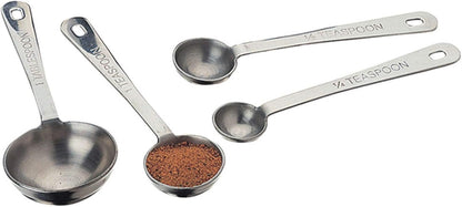 Amco Stainless Steel Measuring Spoons Set, 4-Piece, Stackable, Ergonomic Handles, Dishwasher Safe