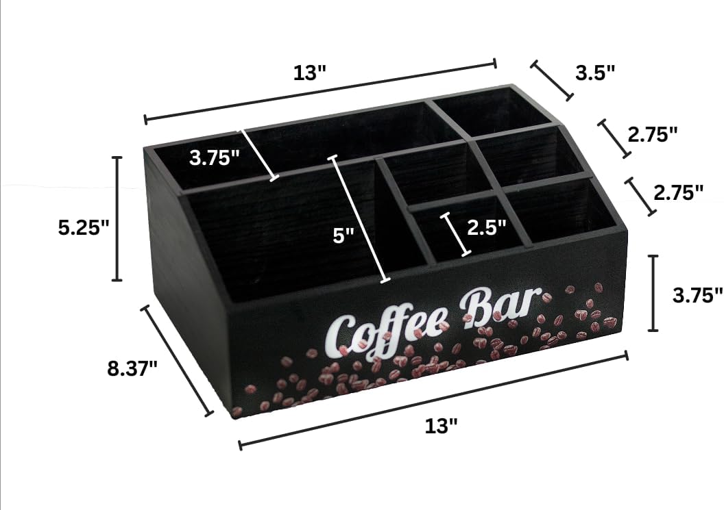 Coffee Bar Organizer, Coffee Station Essentials, Coffee Pod Holder Storage for Accessories and Condiments