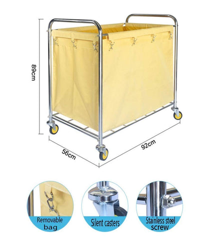 Trolley Movable Carts, Kitchen Storage Hand Trucks, Heavy-Duty Rolling Wheels Cart For Laundry Hamper Sorter, Home Stainless Steel Trolley With Movable Bags/Yellow/Setx2 (Yellow Setx2) (Yellow Setx1)