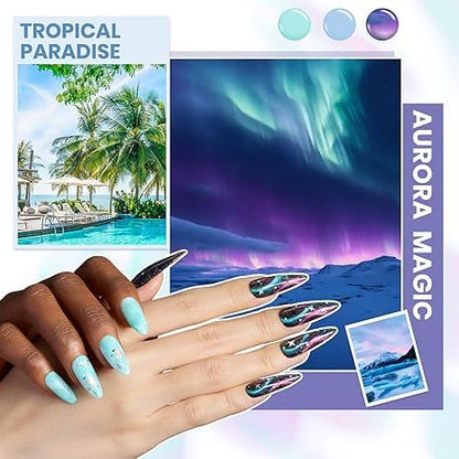Beetles Fall Gel Nail Kit, Mystic Wonderland Gel Polish Set, 36 Colors Burgundy Brown Orange Red Polish Kit with Base Coat Glossy Matte & Glitter Top Coat Soak Off UV Led Nails Gifts for Women