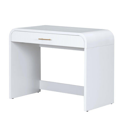 Merax 39" Make Up Vanity Desk with Touch Screen Lighted Mirror and Storage Drawer, Rubber Wood Girls Makeup Dresser Table for Bedroom, Dressing Room