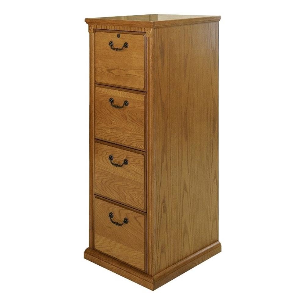 BOWERY HILL Transitional 24.5" D Wood Filing Cabinet with Legal-Sized 4 File Drawers, Lockable Top Drawer, for Small Office or Home Office in Natural Finish