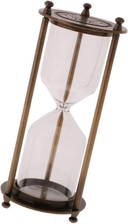 Retro Metal Sandglass Hourglass Sand Timer Without Sand for Home Office Decoration (Bronze - L)