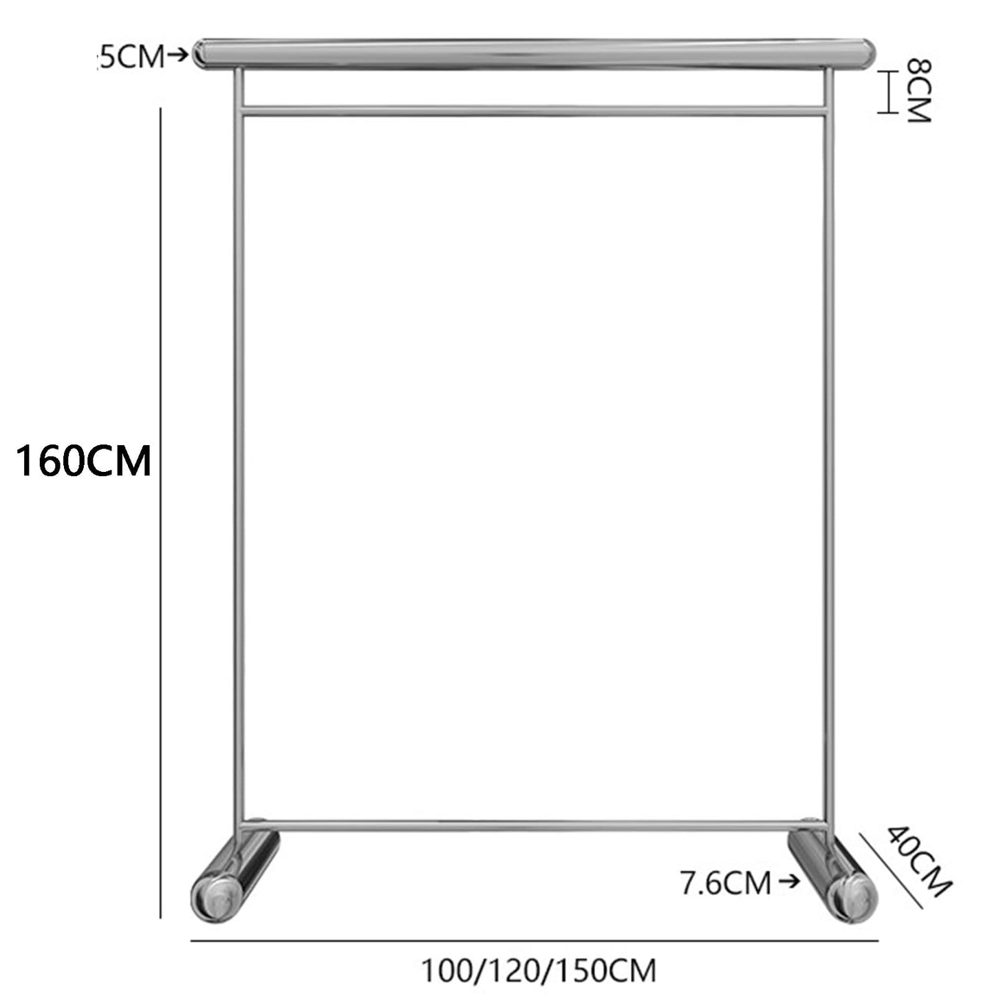 Heavy Duty Coat Rack, Garment rack Silver Stainless Steel Clothes Display Rack Commercial Heavy Duty Clothes Rail For Hanging Clothes Single Rod Clothing Rack For Bedroom Easy To Assemble ( 120X40X16