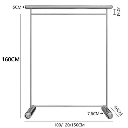 Heavy Duty Coat Rack, Garment rack Silver Stainless Steel Clothes Display Rack Commercial Heavy Duty Clothes Rail For Hanging Clothes Single Rod Clothing Rack For Bedroom Easy To Assemble ( 120X40X16