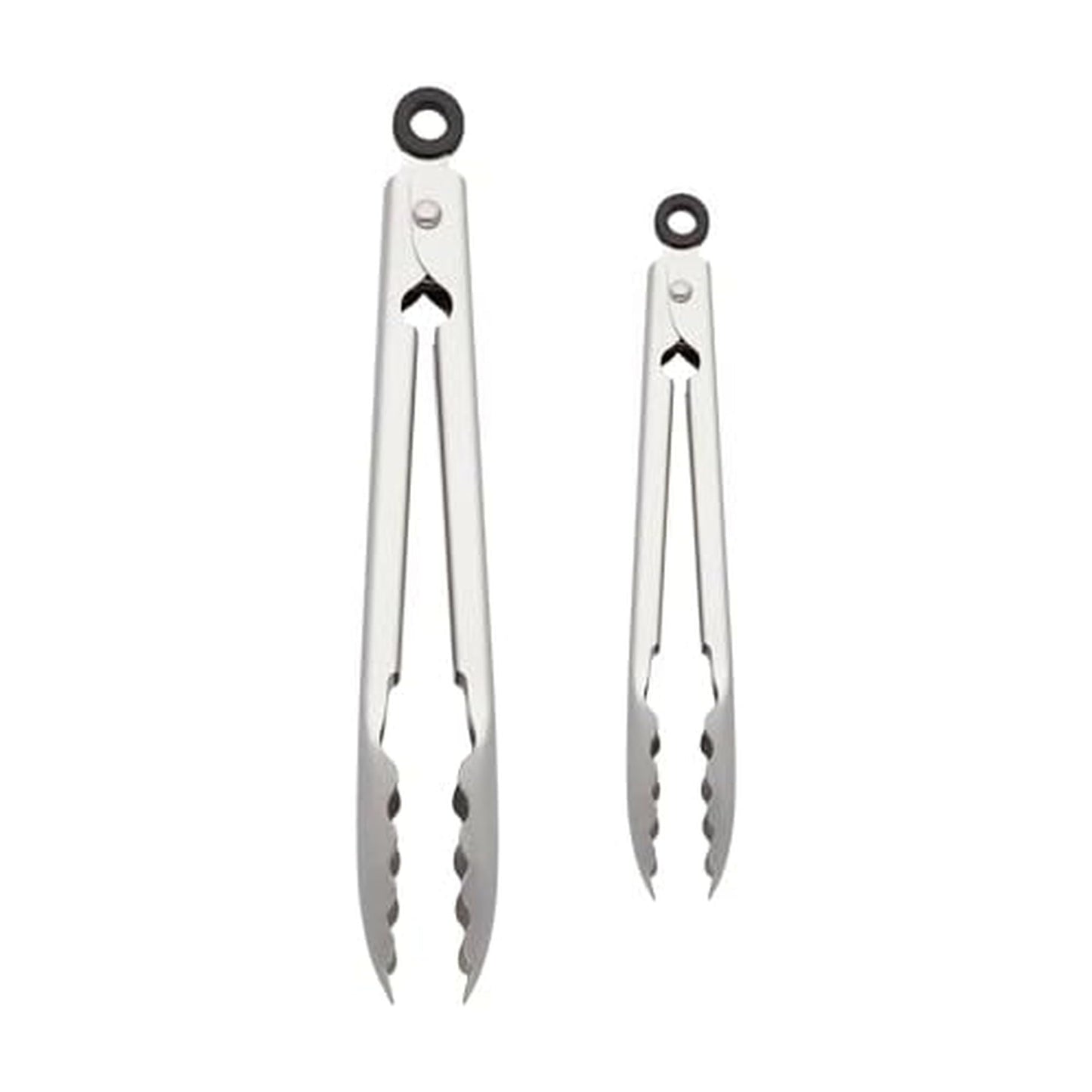 KitchenAid Set of 2 Stainless Steel Tongs with Scalloped Edges Easy Lock Dishwasher Safe Durable and Versatile 7 Inch and 9 Inch Silver