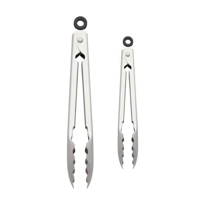 KitchenAid Set of 2 Stainless Steel Tongs with Scalloped Edges Easy Lock Dishwasher Safe Durable and Versatile 7 Inch and 9 Inch Silver