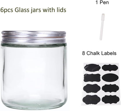 6 Pack 16 oz Glass Jars with Lids, Kitchen Canisters for Food Storage, Pantry Organization for Flour, Sugar, Coffee