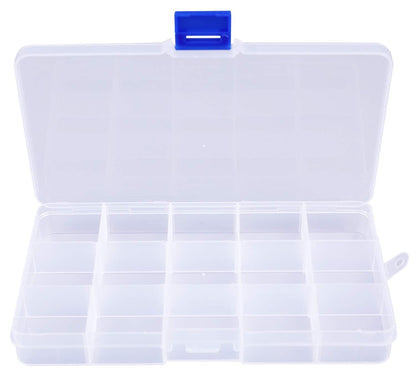 Lawei 15 Pack Plastic Jewelry Box - 15 Grid Organizer Storage Box with Adjustable Dividers Plastic Compartment Container for Bead Jewelry Craft Tackles