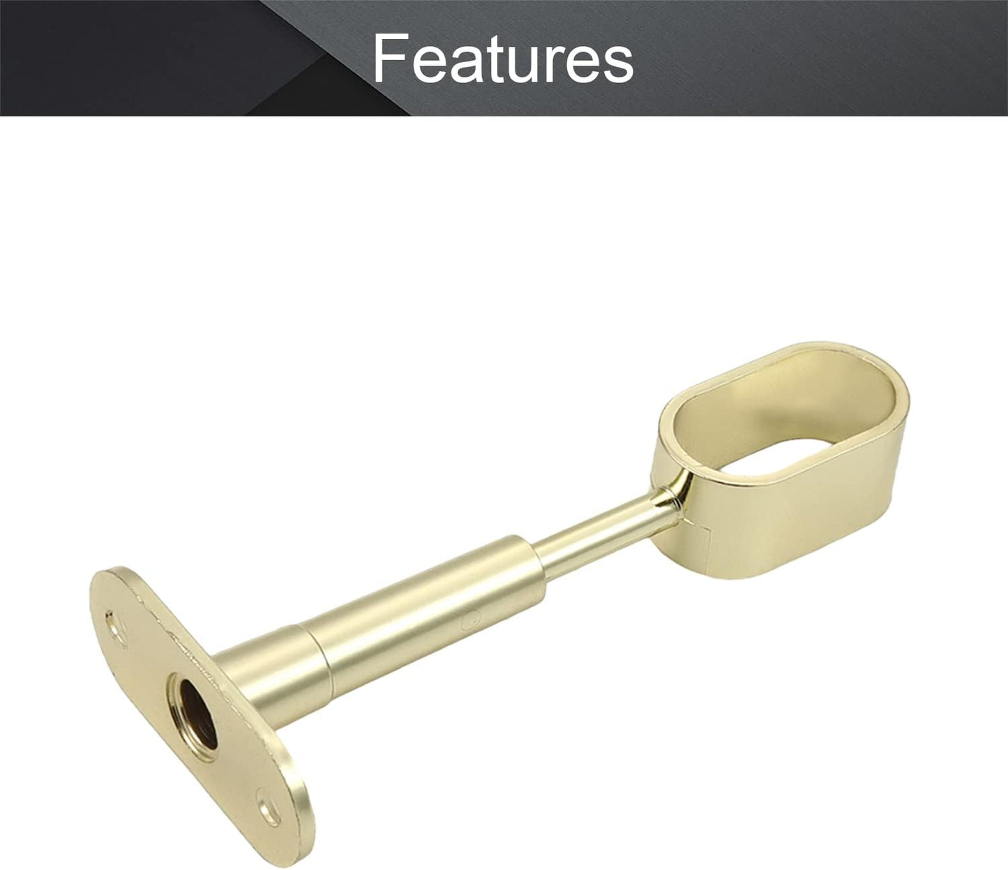 MroMax Shower Curtain Rods, Wall Mounted Support Bracket for Pipe Diameter 0.63" x 1.18" (Golden Tone, 4pcs)