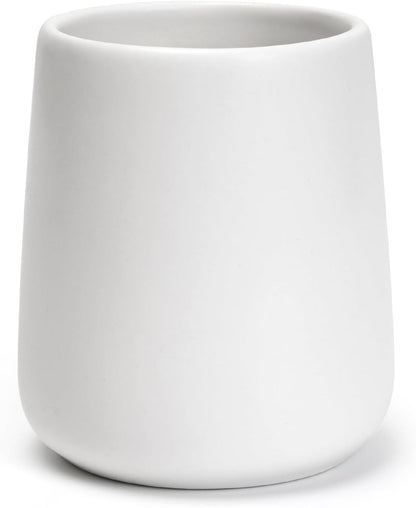 13.5oz 400ml, Bathroom Tumbler Cup Ceramic Reusable Toothbrush Cup Toothbrush Holder Adequate for Your Bathroom (White)
