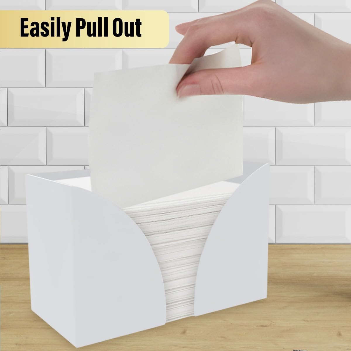 Paper Towel Holder Dispenser for Countertop, White Acrylic Napkin Holders for Kitchen or Bathroom, Great for Z-Fold