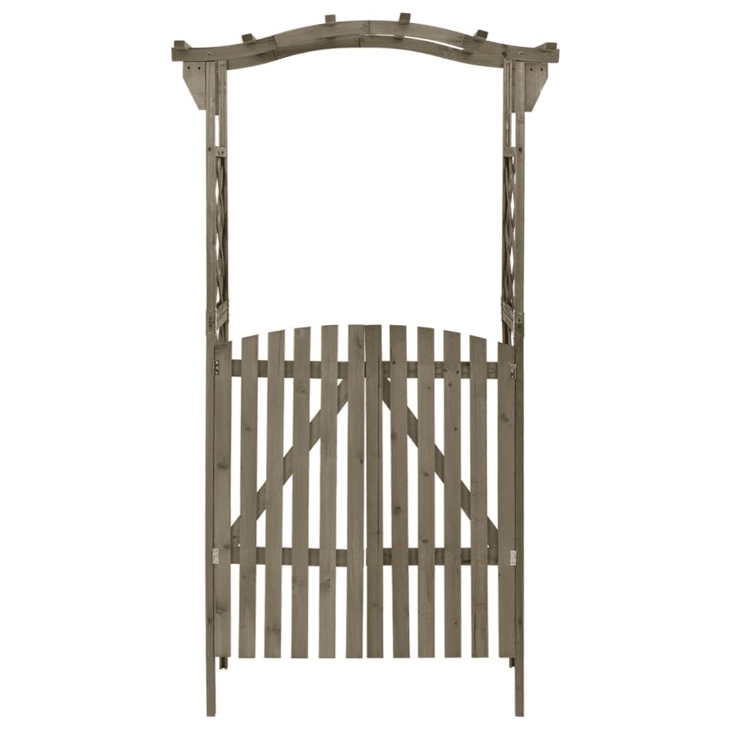 Fregramei Wooden Pergola with Gate, Outdoor Climbing Plants Garden Arbor for Lawn, Poolside, Backyard, Patio, Terrace, 45.7"x15.7"x80.3" Gray Solid Firwood,-254