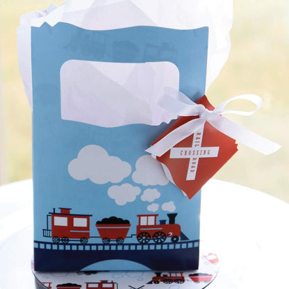 Set 12 Big Dot of Happiness Railroad Party Crossing - Steam Train Birthday or Baby Shower Favor Boxes