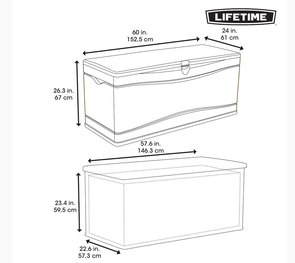 LIFETIME 60298 Heavy Duty Outdoor Storage Deck Box, 130 Gallon, Gray