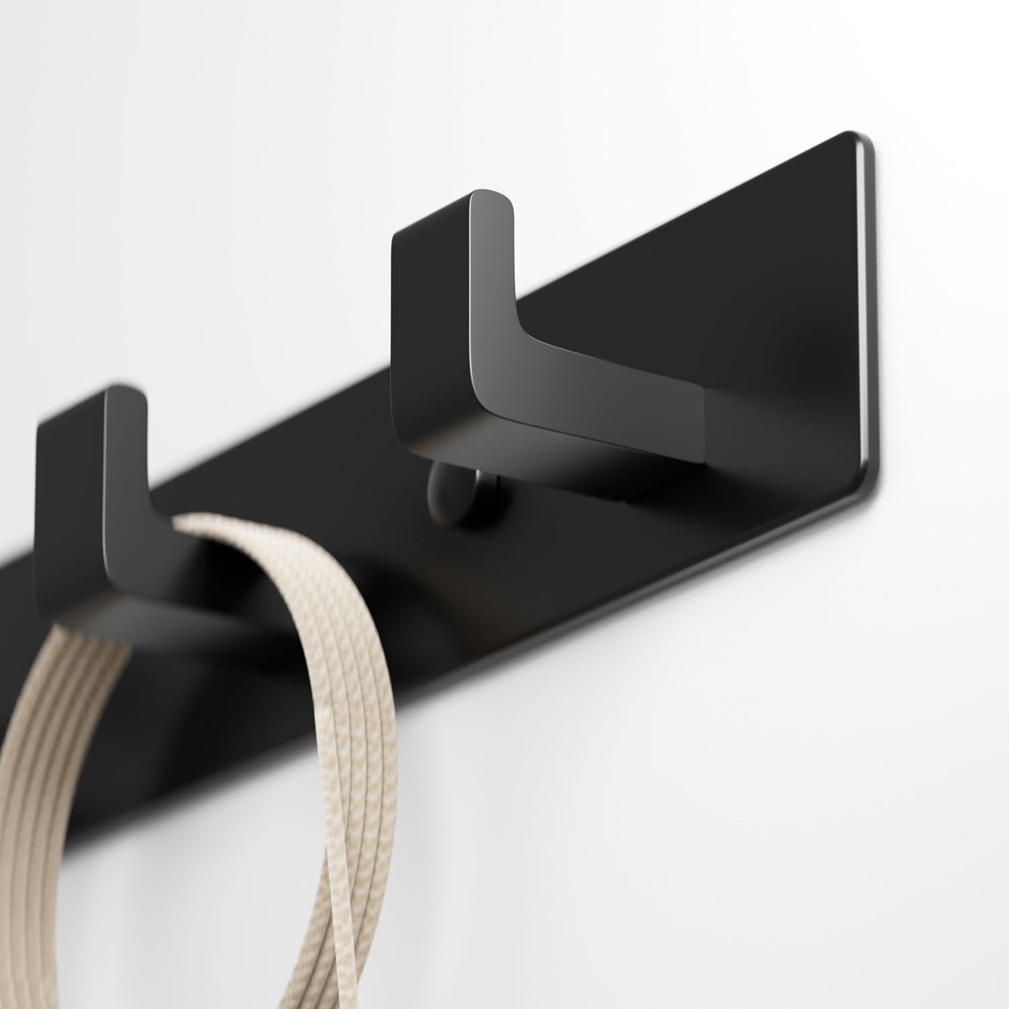 GWAAZXGZ Black Coat Rack Wall Mount - 12.5 inch Modern Metal Hook Rail with 4 Right-Angle Hooks, Drill-Mounted Organizer for Coats, Hats, Bags in Entryway, Bathroom, Bedroom (2 Pack)