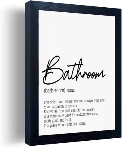 Black and White Bathroom Wall Art - Modern Quotes Decor | Small Framed Canvas Art