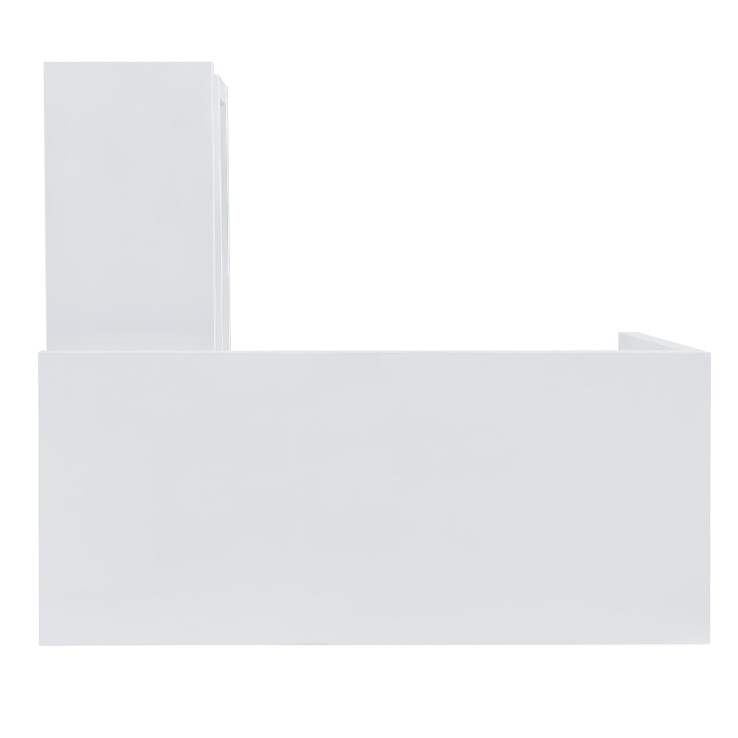 SEI Furniture Yates Multifunctional Corner/L Desk w/ Shelves, White-chrome