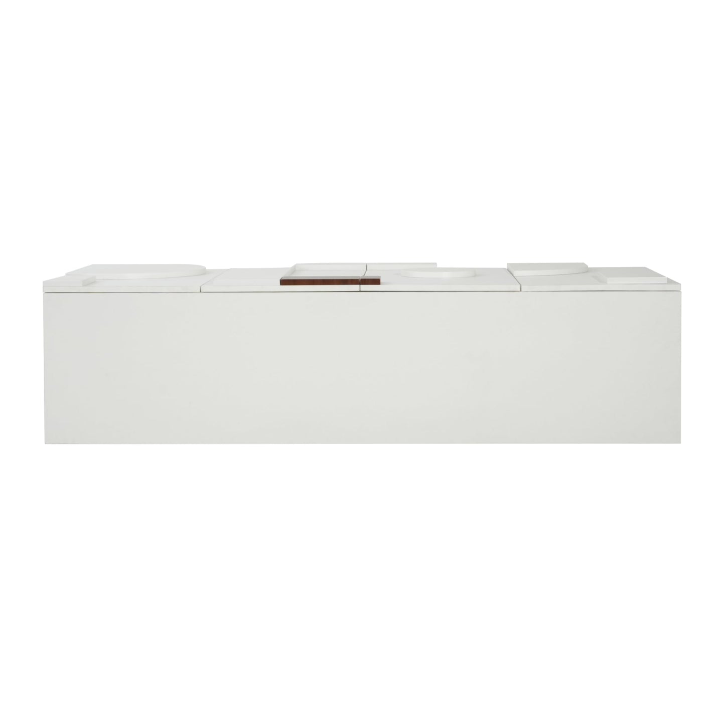 Merax Modern Buffet Cabinet with Storage, 63" 4-Door Sideboard with Adjustable Shelves & Walnut Accents, High Capacity Credenza Versatile Multi-Space Entryway Table for Dining Room, Living Room, White