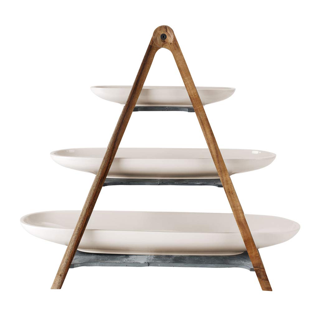 Villeroy & Boch Artesano Collection Centerpiece- 4 Piece Buffet Station - Premium Porcelain and Hard Wood Design - Made in Germany - Perfect Statement or Entertaining Piece for Cocktail Hour
