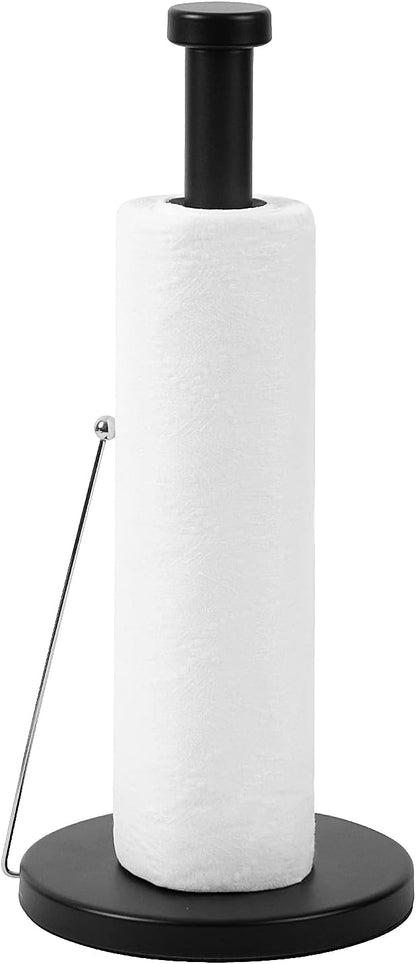 Paper Towel Holder, Stainless Steel Countertop Dispenser for Kitchen and Dining Room - Black