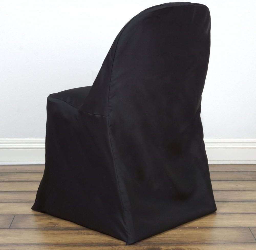 1 Set Efavormart Black Linen Polyester Folding Chair Covers for Dining Chairs Party Wedding Banquet Outdoor Event