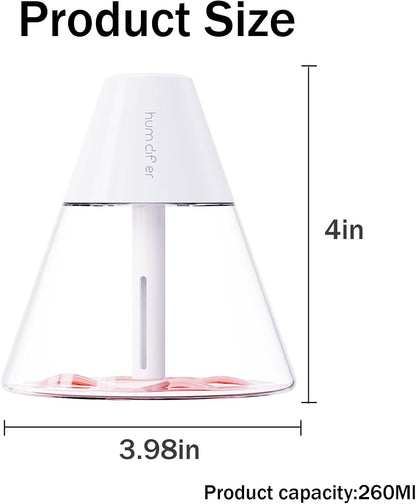 INVODA Mini Humidifiers, 260ml USB Personal Cool Mist Humidifier, Cute Volcanoes Desktop Air Humidifier with Night Light
