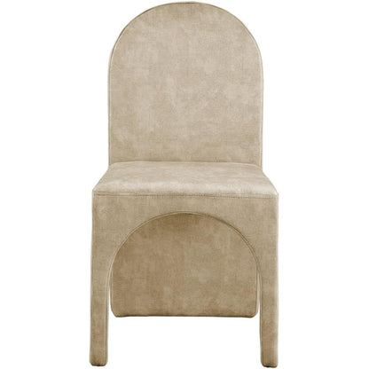 Meridian Furniture 803Beige-SC Summer Collection Modern | Contemporary Velvet Upholstered Dining Side Chair with Steel Frame, 18.5" W x 22.5" D x 35.5" H, Beige, Set of 2