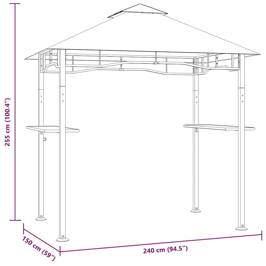 Xhnifbn Large Anthracite BBQ Gazebo Steel Frame Outdoor Patio Canopy Tent 94.5 x 59.1 x 100.4 in Rectangular Matte Grill Shade for Backyard Parties Poolside Gatherings