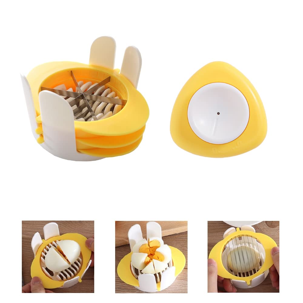 Jawbush 3-in-1 Egg Slicer with Stainless Steel Blades & Egg Piercer Set, Multi-functional Cutter for Halving, Wedging (6-Piece) & Slicing (9-Piece), Heavy Duty Tool for Hard Boiled Eggs & Fruits