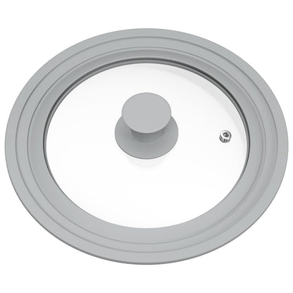 TOPULORS Universal Lid for Pots, Pans, and Skillets - Tempered Glass Lid with Silicone Rim Fits 8", 9", 9.5" Inner Diameter Cookware Frying Pan Cover Replacement Lid - Dishwasher Safe, Grey