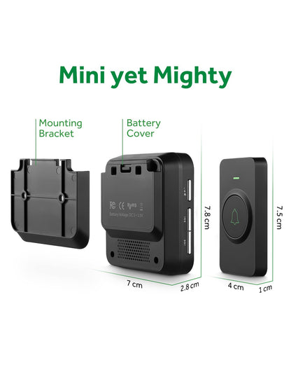 AVANTEK Wireless Door Bell, BA-11 Waterproof Battery Operated Doorbell Chime Operating at 1000 Feet, Portable Door Chime kit with 52 Melodies, 5 Volume Levels, and CD Quality Sound