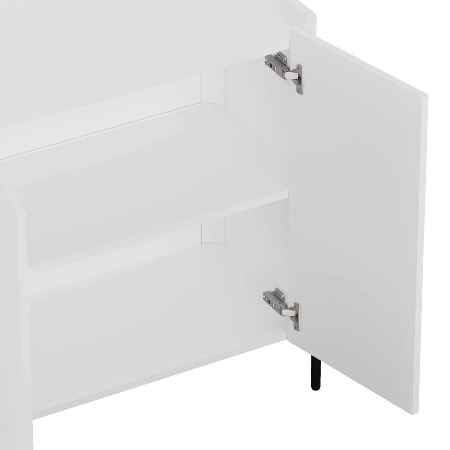 Manhattan Comfort Abbey Accent Cabinet with Doors, Tray Top Design and Adjustable Shelves, Sleek Modern Storage Furniture for Dining Area, Living Room Entryway, White