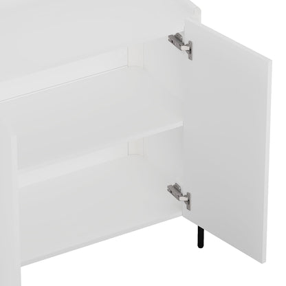 Manhattan Comfort Abbey Accent Cabinet with Doors, Tray Top Design and Adjustable Shelves, Sleek Modern Storage Furniture for Dining Area, Living Room Entryway, White