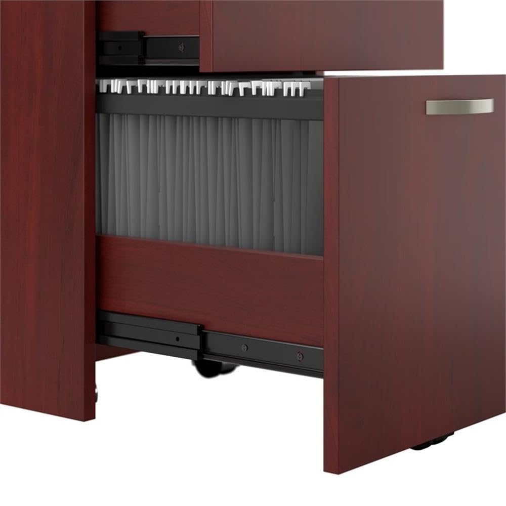 Pemberly Row Mobile File Cabinet, Hansen Cherry Finish, Engineered Wood, 3 Drawer Locking Design with Wheels, Fits Under Desk, Office Storage for Letter, Legal, and A4 Documents