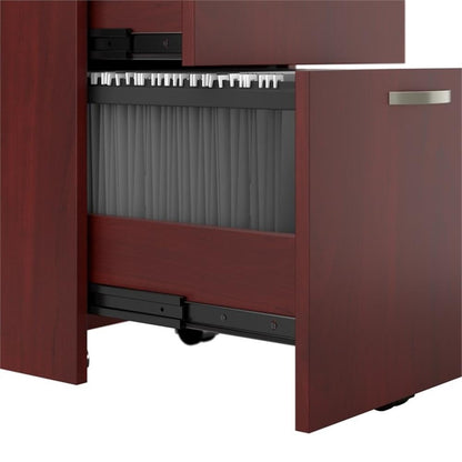 Pemberly Row Mobile File Cabinet, Hansen Cherry Finish, Engineered Wood, 3 Drawer Locking Design with Wheels, Fits Under Desk, Office Storage for Letter, Legal, and A4 Documents