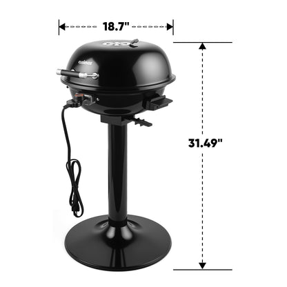 Electric Grill Outdoor, CUSIMAX Electric BBQ Grill, 1600W Portable BBQ with Lid for Cookouts, BBQ Gatherings, Small Spaces, Adjustable Heat, Removable Stand Grill, Oil Collector
