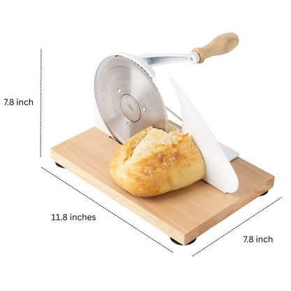 orlia Manual Bread Slicer for Homemade Bread – Adjustable Thickness, Even Slicing Hand-Crank Bread Cutter with Scale Guide, Serrated Blade & Secure Base