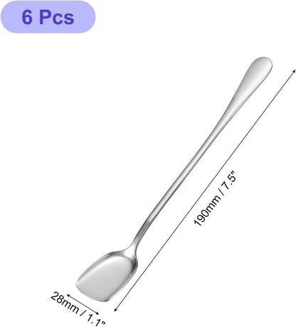 uxcell Set of 6 Stainless Steel Ice Cream Spoons, 7.5-Inch Dessert Yogurt Shovel Spoons for Home, Kitchen, Restaurant