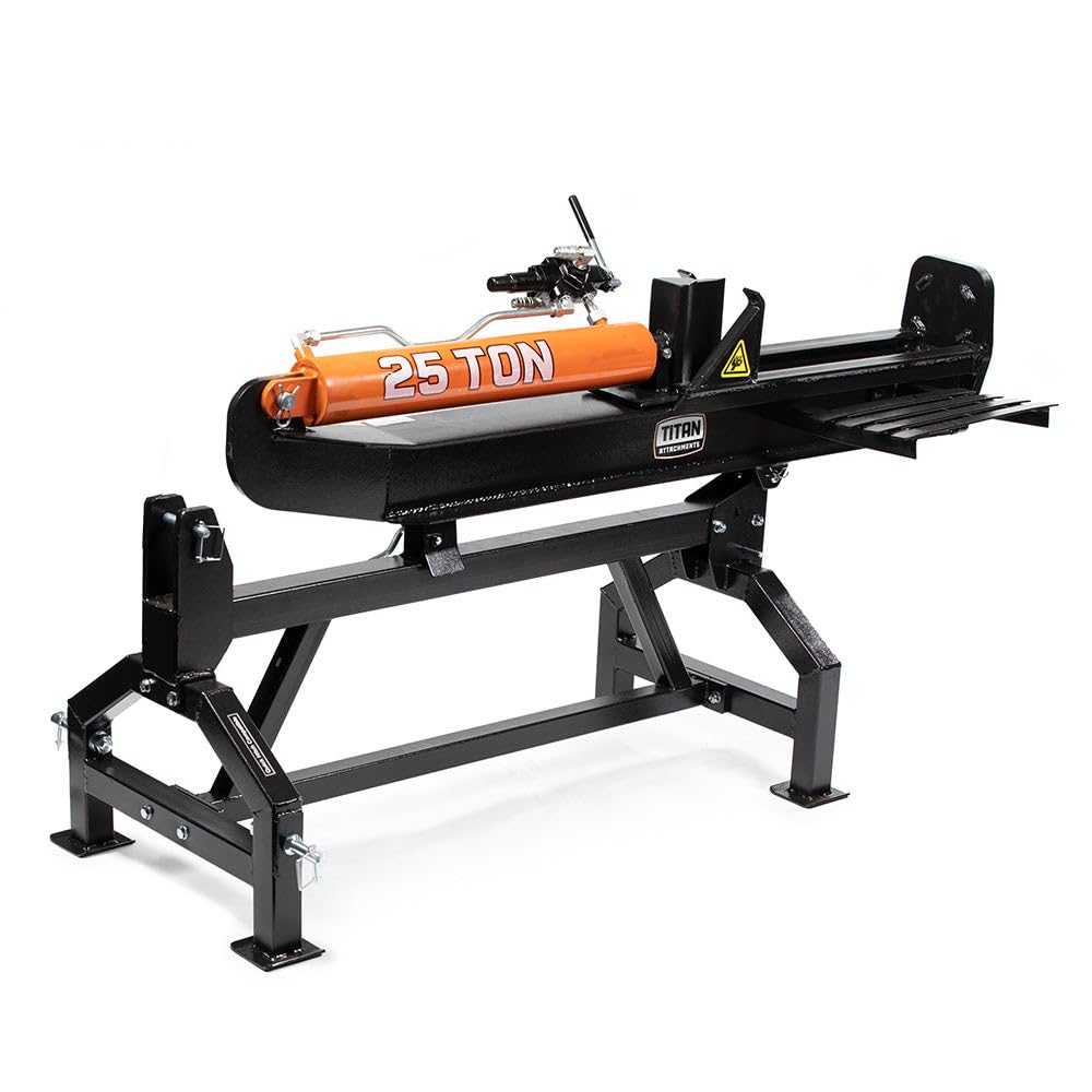 Titan Attachments 3 Point 25 Ton Hydraulic Log Splitter for Cat 1 Tractors, Horizontal & Vertical Wood Splitter, 2,500 PSI Max Pressure, Splits Logs up to 25" x 8.5", Auto Return Valve
