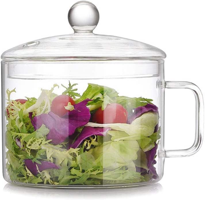 Glass Saucepan with Cover, Glass Cookware for Stove, Instant Noodles Pot, Clear Cooking Pot