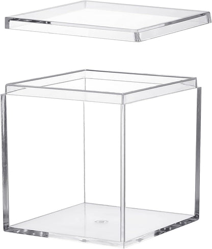 Acrylic Box with Lid, 4 Pack Small Square Container 2.2x2.2x2.2 Inch for Candy, Pill, and Tiny Jewelry Storage