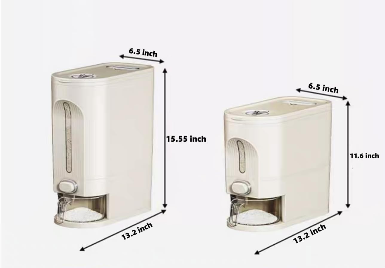 25 Lbs IEEK Rice Dispenser, Large Cereal Dry Food Storage Containers with Measuring Cup and Lid,Moisture Proof Airtight