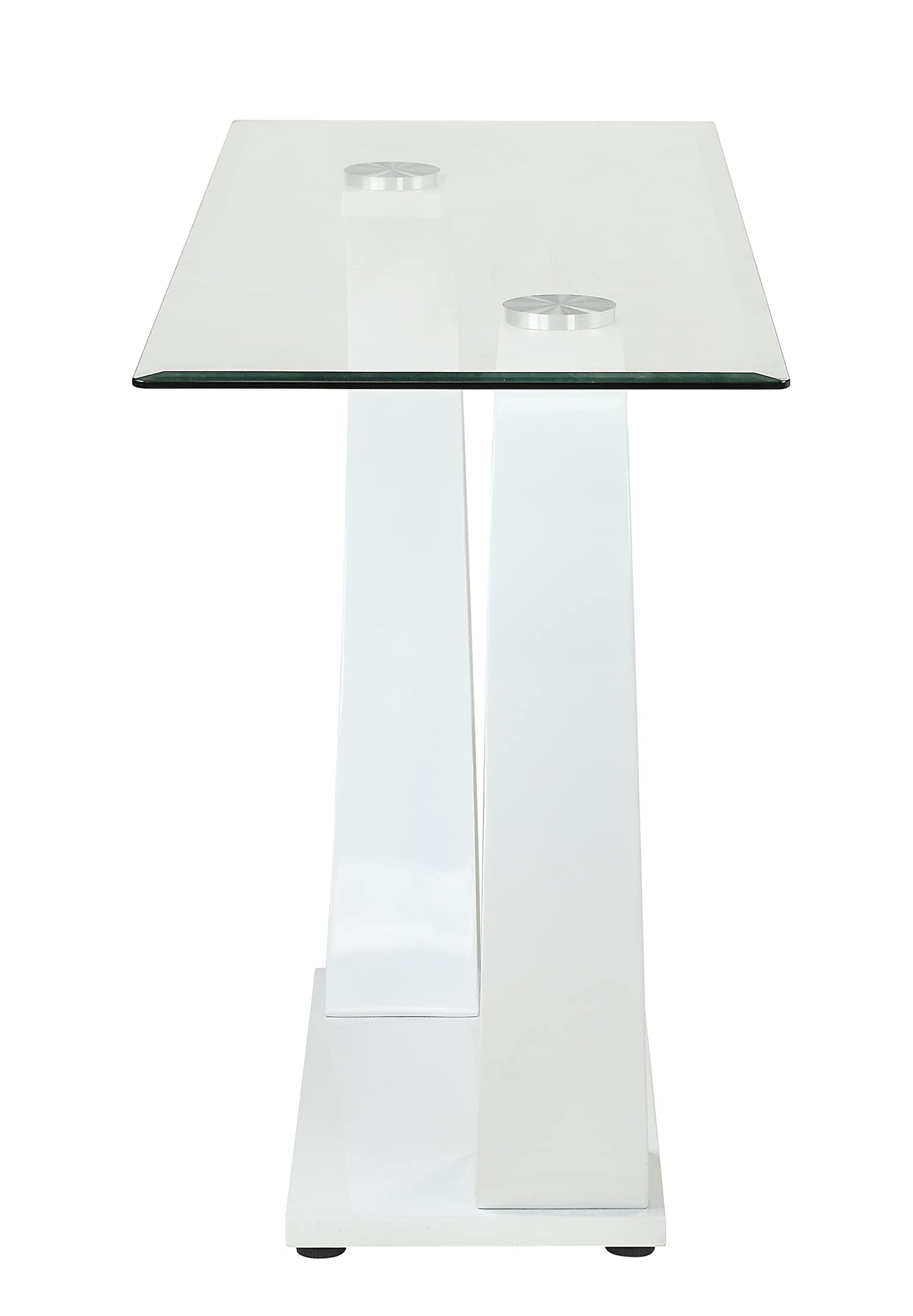 Furniture of America Augie Modern Rectangle Tempered Glass Top 48 in. Sofa Table for Display, Decorate Living Room, Hallway, Bedroom, Dressing Room, White