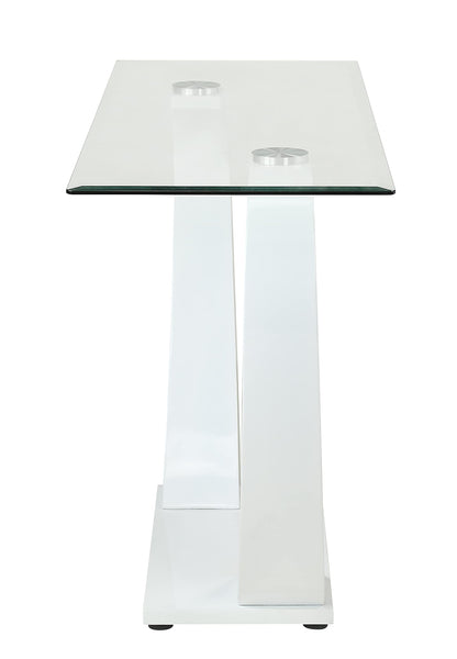 Furniture of America Augie Modern Rectangle Tempered Glass Top 48 in. Sofa Table for Display, Decorate Living Room, Hallway, Bedroom, Dressing Room, White